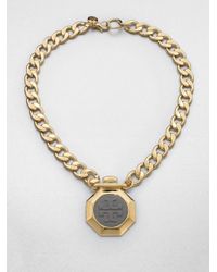 Tory Burch | Metallic Daren Logo Pendant Necklace | Lyst