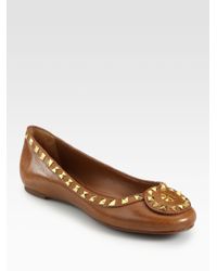 tory burch brown leather flats