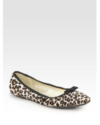Jimmy Choo | Natural Leopard-Print Calf Hair Ballet Flats | Lyst