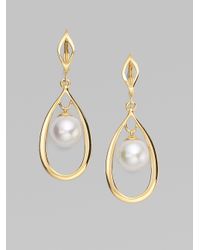 Majorica | Metallic 10mm White Pearl Teardrop Earrings | Lyst