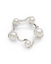 Majorica | 10mm12mm White Round Pearl Sterling Silver Wave Pin | Lyst