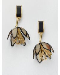 Marni | Black Horn Floral Clipon Drop Earrings | Lyst