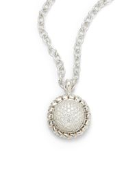 Slane | Metallic White Sapphire Pavé Basketweave Pendant | Lyst