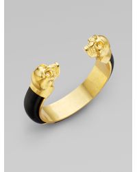 Alexander McQueen | Metallic Twin Skull Cuff Bracelet | Lyst