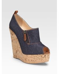 louboutin denim wedge