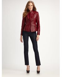 Elie Tahari | Red Becca Leather Jacket | Lyst
