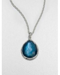 Ippolita | Metallic Wonderland Indigo Mother-of-pearl, Clear Quartz & Sterling Silver Mini Teadrop Doublet Pendant N | Lyst