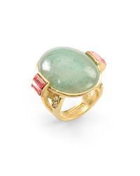Judith Leiber | Metallic Green Aventurine Cocktail Ring | Lyst