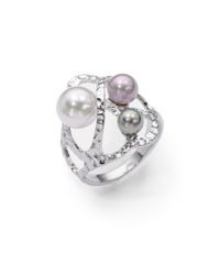 Majorica | Metallic 5mm7mm Multicolored Round Pearl Sterling Silver Gaudi Ring | Lyst