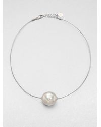 Majorica | Metallic 22mm Baroque Pearl Wire Necklace | Lyst