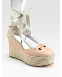 Marc Jacobs | Natural Mouse Lace-up Leather Espadrille Wedge Sandals | Lyst