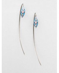 M.c.l Matthew Campbell Laurenza | Rose Sapphire And Blue Topaz Sliver Earrings | Lyst