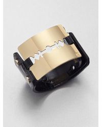 McQ | Black Leather Razor Cuff Bracelet | Lyst