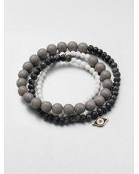 Sydney Evan | Black Diamond 14k Yellow Gold Evil Eye Charm Beaded Bracelet | Lyst