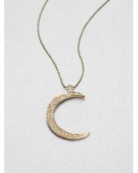 Sydney Evan | Metallic Diamond Accented 14k Gold Moon Pendant Necklace | Lyst