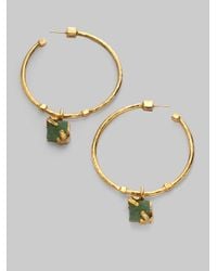 Saint Laurent | Metallic Arty Aventurine Drop Hoop Earrings | Lyst