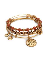 ALEX AND ANI | Metallic Lotus Bangle Set | Lyst