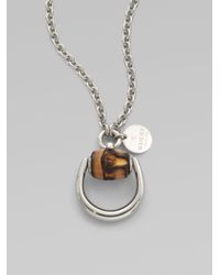 Gucci | Metallic Bamboo & Sterling Silver Horsebit Pendant Necklace | Lyst