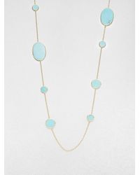 Ippolita | Blue Polished Rock Candy Turquoise & 18k Yellow Gold Oval Station Necklace | Lyst