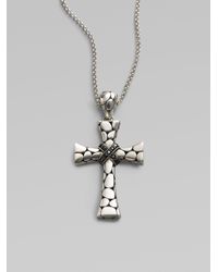 John Hardy | Metallic Silver Cross Pendant with Sapphires Large for Men | Lyst