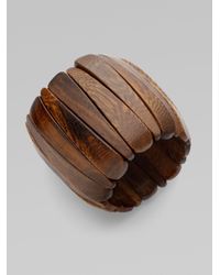 Kenneth Jay Lane | Brown Wood Stretch Cuff Bracelet | Lyst