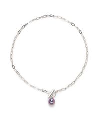 Majorica | Metallic 12mm Tahitian Round Pearl Sterling Silver Pendant Necklace | Lyst