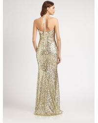 badgley mischka gold sequin gown