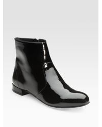 Prada Patent Leather Ankle Boots in Black - Lyst