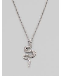 Roberto Coin | Metallic Diamond 18k White Gold Snake Necklace | Lyst