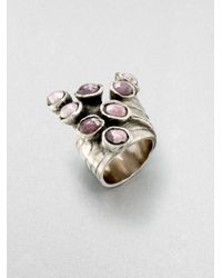 Saint Laurent | Multicolor Silvertone Arty Dots Ringmottled | Lyst