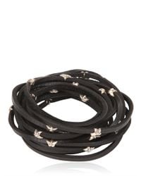 Tomasz Donocik Metallic Sterling Stars Leather Wrap Bracelet