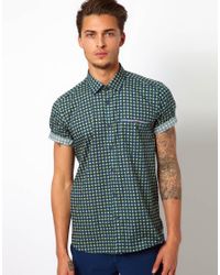 Ted Baker Printed Shirt in Green for Men - Lyst