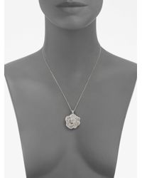 Adriana Orsini | Metallic Pavé Flower Pendant Necklace | Lyst