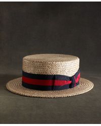 Brooks Brothers The Great Gatsby Collection Straw Boater Hat with Red and  Navy Striped Ribbon in Natural-Navy-Red (Natural) for Men - Lyst