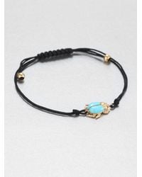 Diane Kordas | Black Turquoise, Diamond & 18k Yellow Gold Beetle Cord Bracelet | Lyst