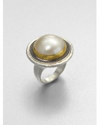 Gurhan | Gauntlet White Mabe Pearl, 24k Yellow Gold & Sterling Silver Ring | Lyst