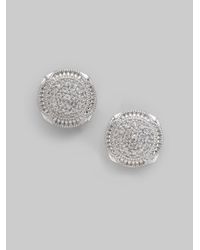 Judith Ripka | Metallic White Sapphire Sterling Silver Stud Earrings | Lyst