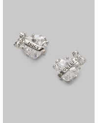 Juicy Couture | Metallic Heart Banner Stud Earringssilver | Lyst