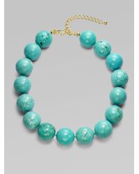 Kenneth Jay Lane | Blue Marble Bead Necklace | Lyst
