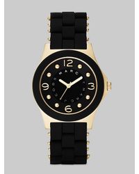 Marc By Marc Jacobs | Black Pelly Goldtone Ip Stainless Steel & Silicone Bracelet Watch | Lyst