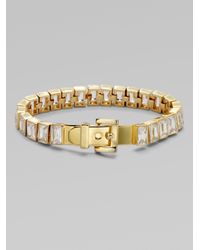 Michael Kors | Metallic Baguette Stone Tennis Bracelet Gold Tone | Lyst