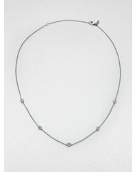 Mija | Metallic White Sapphire Station Necklace | Lyst