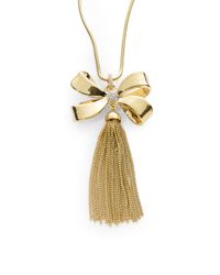 MILLY | Metallic Bow Tassel Necklace | Lyst