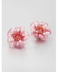 Miu Miu | Pink Flower Clipon Earrings | Lyst