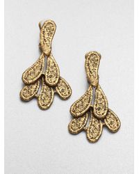 Oscar de la Renta | Metallic Cast Lace Earrings | Lyst
