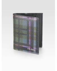 Prada | Purple Tartan Print Leather Card Case for Men | Lyst