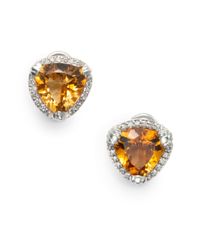 Slane | Orange Citrine Pavé Diamond Earrings | Lyst
