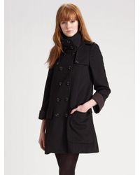 Burberry Double breasted Swing Coat in Black | Lyst