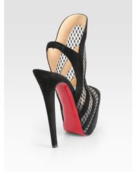 christian louboutin guizi suede \u0026amp; mesh platform ankle boots ...  