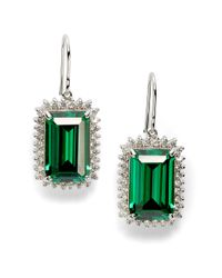 CZ by Kenneth Jay Lane | Pavé Frame Emerald Cut Earringsemerald Green | Lyst